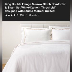 Threshold White Duvet Cover with Tan Piped Trim